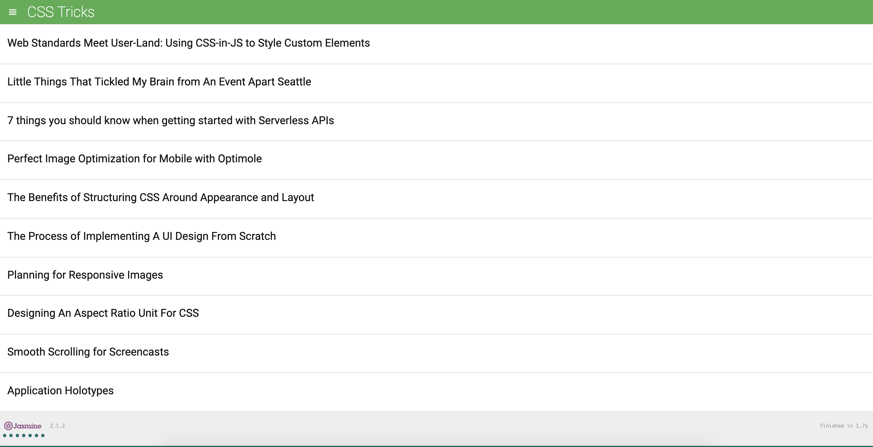 feed reader screenshot